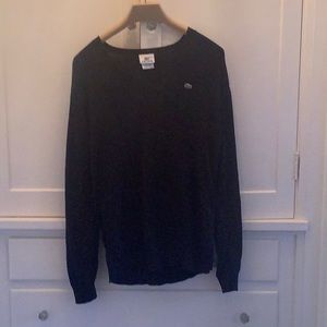 Women’s black v-neck  cotton Lacoste sweater